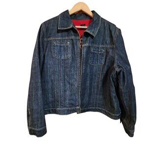 Gap Womens XXL Denim Jacket With sweater lining & zip Closure